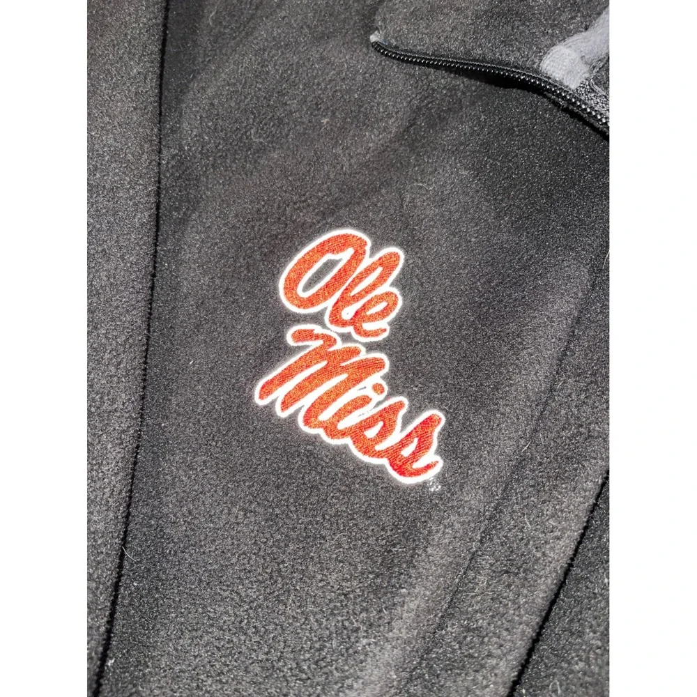 Drake Mens M Black Fleece Jacket Ole Miss Rebels Full Zip Outdoor Mid Layer